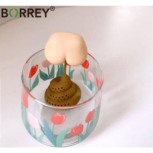 BORREY Reusable Silicone Tea Infuser Poop Shaped Tea Filter Herbal Tea Bag Coffee Filter Diffuser Strainer Tea Accessories