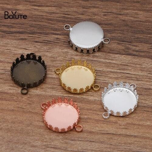BoYuTe Custom Made (200 Pieces/Lot) 15MM Metal Brass Pendant Base with 2 Loops Diy Blank Tray Jewelry Accessories