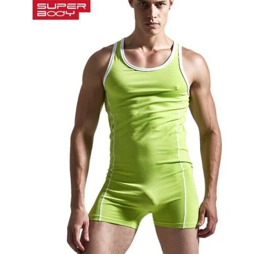 Brand Cotton Sexy Men GYM Sport Undershirt Singlet Yoga Excerise Body Suit Bodywear Unitard Boxer Underwear Man Bodysuit Leotard