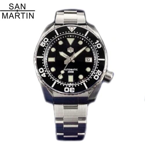 San Martin Tuna SBDC001 Dive Automatic Mens Watches Sapphire Crystal 20Bar Stainless Steel Wristwatch for Men relogio masculino