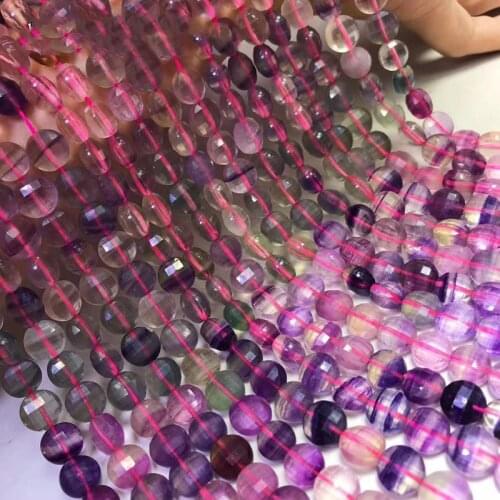 Fluorite multicolor coin faceted 7*10mm for DIY jewelry making loose beads FPPJ wholesale beads nature gemstone