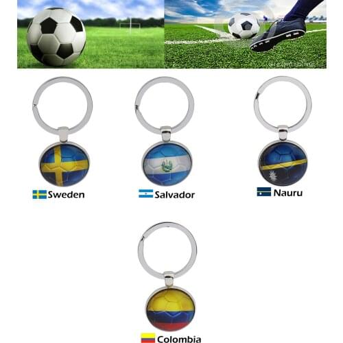 Football World Cup Sweden Salvador Columbia Nauru National Flag Keyring Keychain souvenir