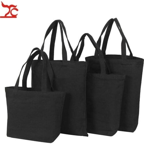 Unisex Canvas Shopping Bag Casual Handbags White Black Student Book Tote Bag Daily Use Travel Pouch Reusable Cotton Carry Bag