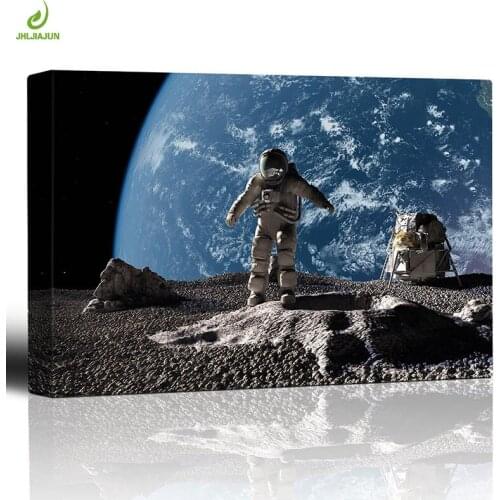 JHLJIAJUN Astronaut Walk On The Moon Nordic Canvas Modular Painting Nordic Wall Art Print And Poster Dining Living Room Decor