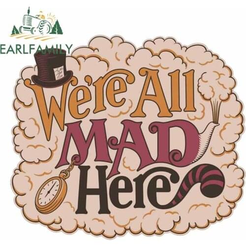 EARLFAMILY 13cm x 11.3cm for Were All Mad Here Pocket Watch Car Sticker Anime Graphics Window Trunk VAN Decal Vinyl Car Wrap