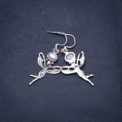 Natural River Pearl Handmade Unique 925 Sterling Silver Earrings 1.5" Y0234