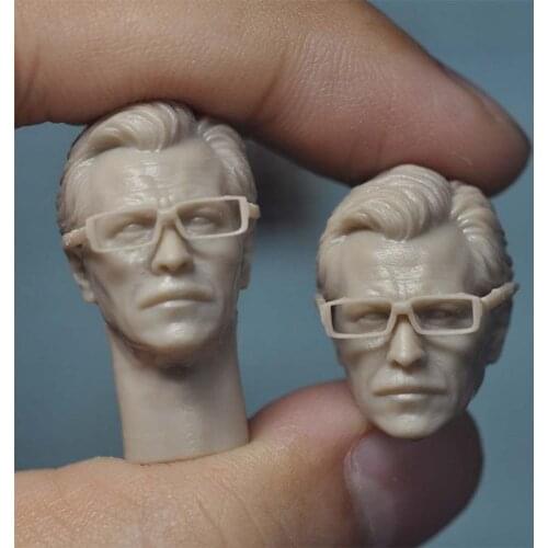 Unpainted 1/12 Gary Oldman Head Sculpt with Glasses Detective Gordon Head Carving Model Fit 6'' SHF Action Figure Body