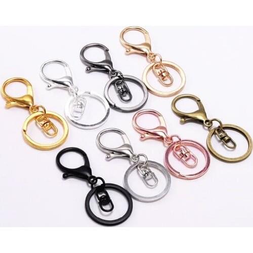 New NEW! 5pcs/lot 8 Colors Plated Keychain Key Ring Long 70 mm Lobster Clasp Hook Keychain Split Keyring Findings for Keychain