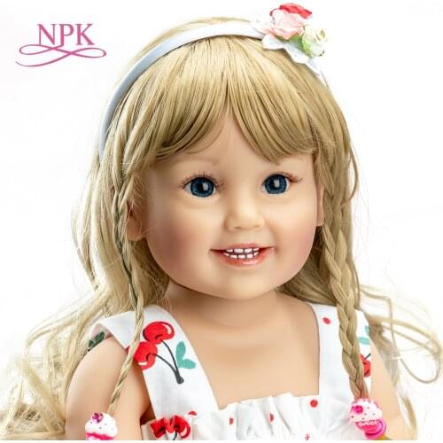 NPK 55cm original authentic designed soft all silicone body reborn baby girl long hair handmade doll