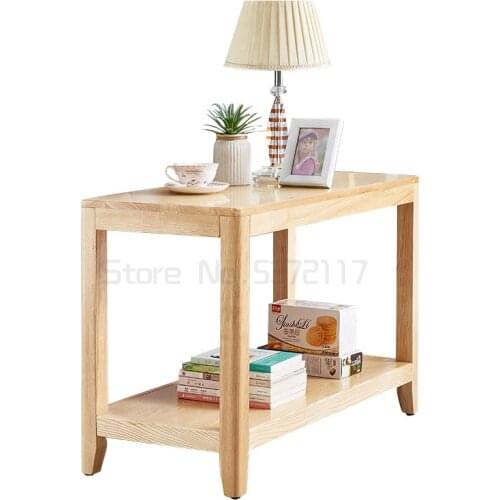 Solid wood sofa modern simple Nordic living room tea table simple shelf side table