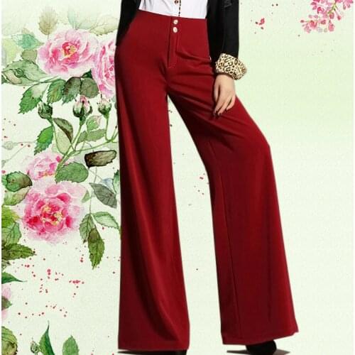 Autumn high waist wide leg pants womens trousers loose straight bigfoot pants trumpet wide leg pants plus size dance pants