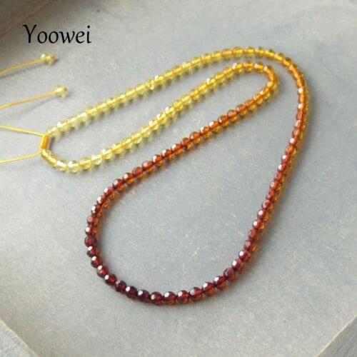 Yoowei Faceted Amber Necklace Jewelry Wholesale Genuine Baltic Natural Amber Beads Adjustable Chain Necklace diy Women Jewellery