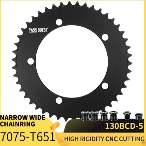 PASS QUEST 130BCD-5 hole 46-58T track bicycle dead fly bicycle fixed gear special single disc gear disc crank 7075-T6