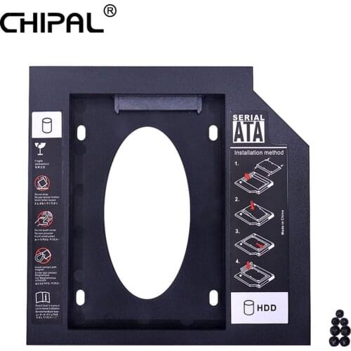 CHIPAL 2nd HDD Caddy 12.7mm 9.5mm 9mm SATA 3.0 for 2.5 Inch SSD Case Hard Disk Drive Adapter for Laptop ODD CD DVD ROM Optibay