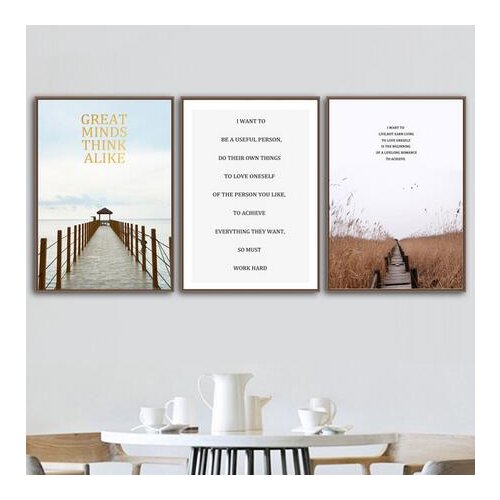 Simple Style Sea Landscape Letter Home Decor Canvas Painting Single Poster Space Wall Art Waterproof Ink Picture No Framed