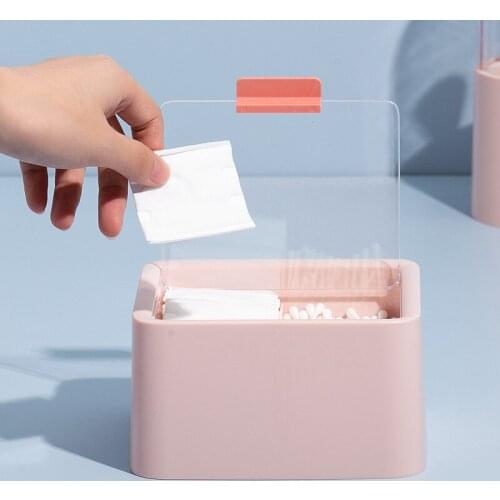 Transparent Cotton Swab Storage Box Makeup Organizer Lipstick Storage Case Cotton Swab Cosmetic Box Bathroom Bedroom Storage Box