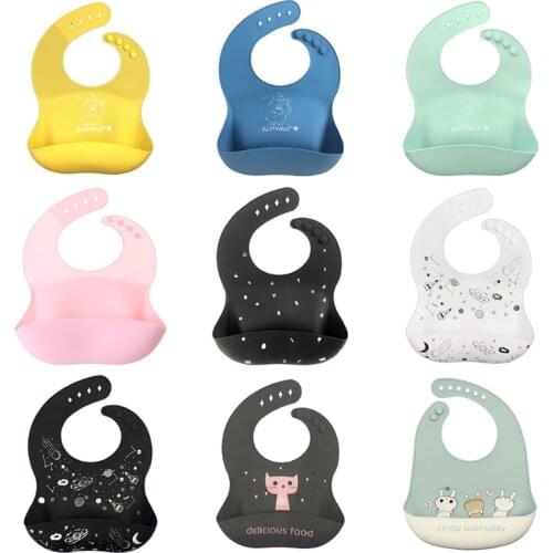 Infants Adjustable Burp Apron Baby Food Grade Silicone Waterproof Bibs Newborn Boys Girls Feeding Saliva Towel