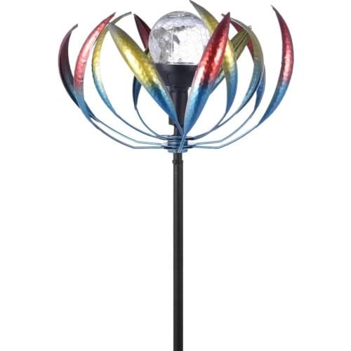 Garden Solar Wind Spinner Windmill With Multi-color LED Light Up The Night Garden Courtyard Decoration Yard Lawn Art Decor