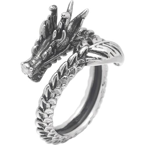 Seanlov Hot Charms Punk Fashion Exaggerated Animal Rings For Men And Women Vintage Retro Dragon Open Ring Jewelry Drop Shipping