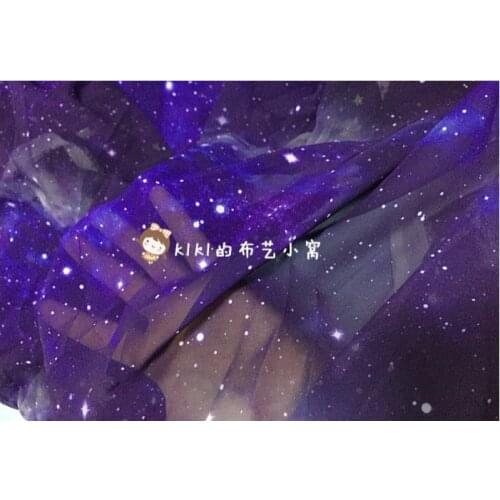 Star Space galaxy Night sky chiffon Sewing Fabric DIY Handmade Material Patchwork For girl Cloth Kids Textile 100*140cm