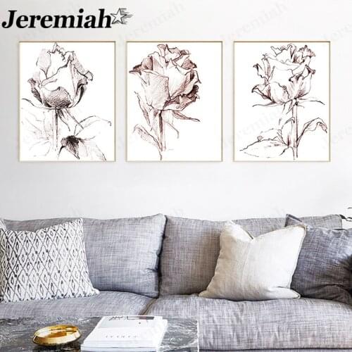 Modern Abstract Floral Canvas Poster Beautiful Silhouette Flower Leaf Painting Wall Art Nordic Room Home Decor Accessories