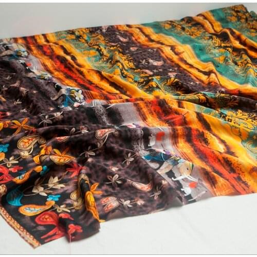 National colorful striped/paisley/floral silk crepe de chine fabric,sewing for beach dress,skirt,blouse,pants,craft by the yard