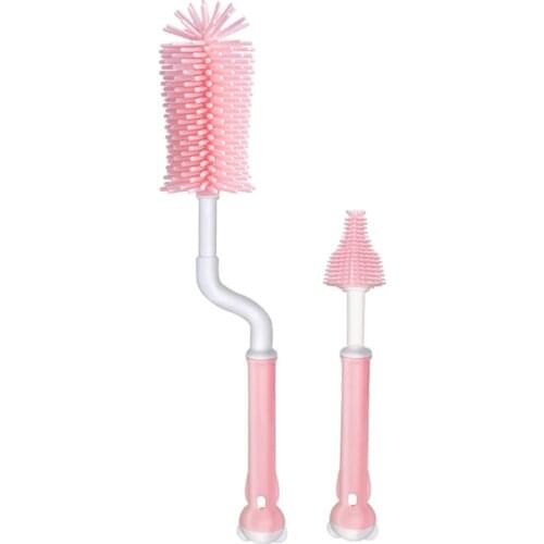 360 degree rotating silicone baby bottle brush nipple brush water cup cleaner baby washing bottle brush set
