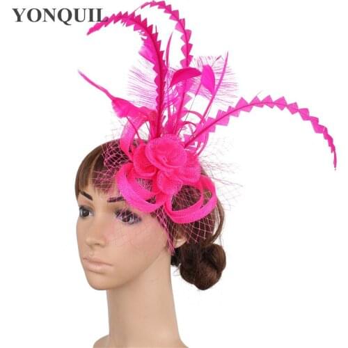 Nice Sinamay Wedding Bride Headwear Wedding Feathers Decor Women Fascinator Headdress Hair Pin Veils Fashion Hair Accessories