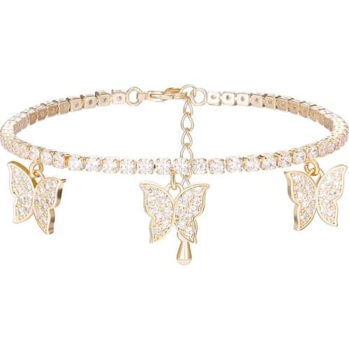 Luxury Cubic Zirconia Tennis Bracelets for Women CZ Butterfly Charms Bracelet Valentines Day Gifts 2021 New Jewelry Accessories