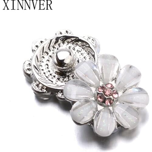 10pcs/lot Xinnver Snap Jewelry Crystal Flower Metal 12MM Snap Buttons Fit DIY OEM Snap Bracelets For Women ZL040