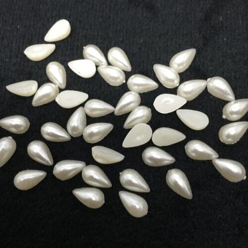 100pcs 6x10mm Ivory Water Drop Half Tear Pearls Flatbacks Embellishments DIY Phone Nail Decorations Crafts Cardmaking