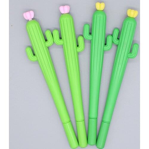 100 pcs wholesale soft gel cactus neutral pen plant creative signature pen Korean stationery office supplies wholesale