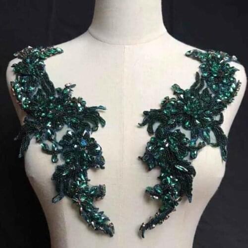 2019 High Quality Green Handmade Bridal Headpiece Sash,Deluxe Bead Rhinestone Applique Swarovshi with Artificial flower By Piece