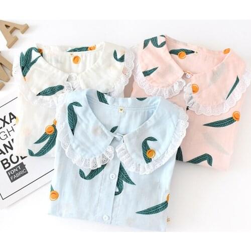 2021Japanese style spring and autumn new ladies pajamas suit cotton double gauze long-sleeved trousers yukata home service woman