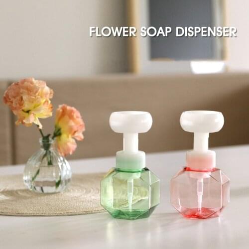 300ML Flower Foam Bottle Soap Dispenser Pump Refillable Hand Soap Bottle Mousse Foaming Pump Kitchen Plastic 5-color Liquid Soap