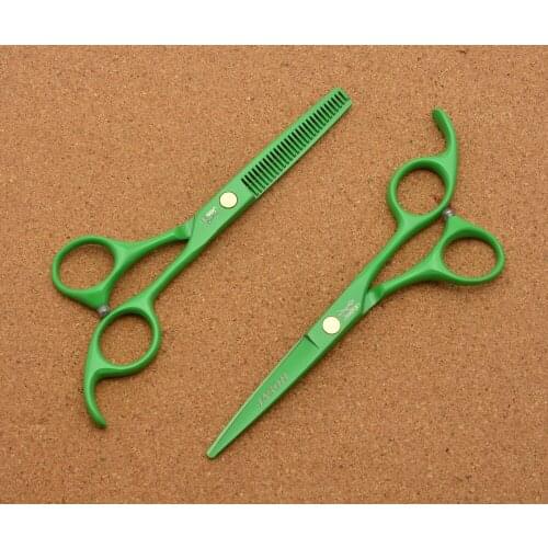 313# 5.5'' Brand Jason Factory Price Hairdressing Scissors JP 440C Green Barbers Cutting Scissors Thinning Shears Hair Scissors