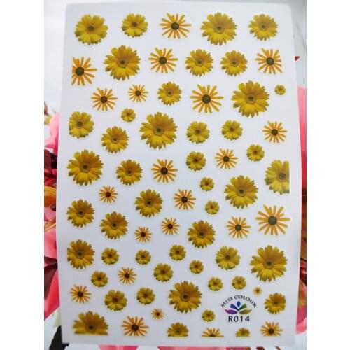 3D Nail Sticker Art Sunshine Daisy Sunflower Self Adhesive Nails Decoraciones foil Stickers for Manicure Sliders Accesorios