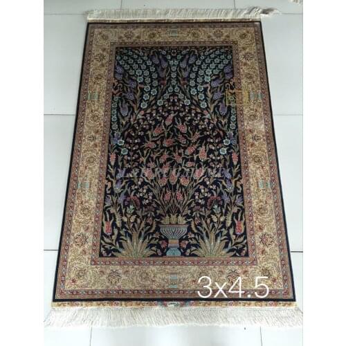 Free shipping 3'X4.5' 230 Line Handmade Silk Oriental Persian Rug hand Knotted silk carpet for home decoration