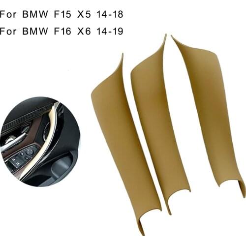 Beige Car Door Handles For BMW F15 X5 14-18 F16 X6 14-19 Interior Interior Texture Door Pull Handle Protective Cover Trim