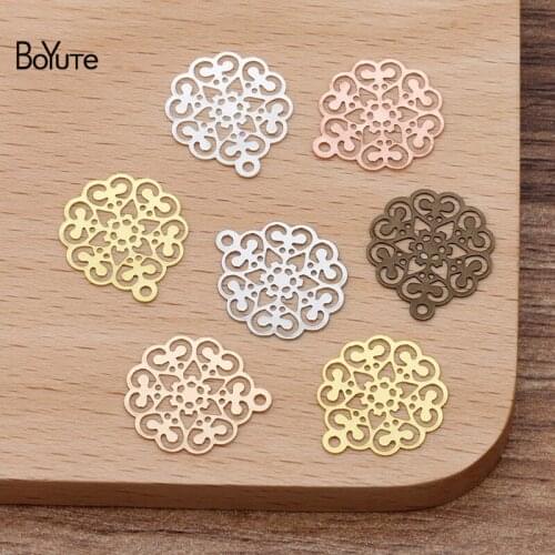 BoYuTe (200 Pieces/Lot) 15*17MM Metal Brass Filigree Snowflake Charms for Jewelry Making Diy Hand Made Materials Wholesale