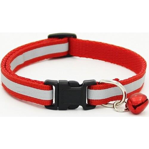 1Pcs Colorful Cute Puppy Kitten Dog Cat Neck Chain Stripe Pattern Reflective Strap Buckle Nylon Fabric Stripe Collar Animals