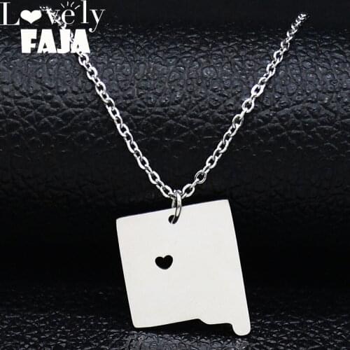 New Mexico Map Stainless Steel Chain Necklace Women Silver Color Chain Necklace Jewelry acero inoxidable joyeria mujer N19730