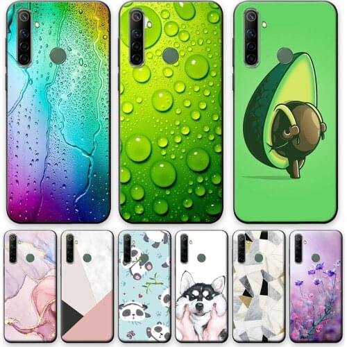 Case For Realme Q Case 6.3 inch Silicone Soft Phone Cases For OPPO Realme Q Case Realmeq Cartoon Flowers TPU Back Cover Bumper