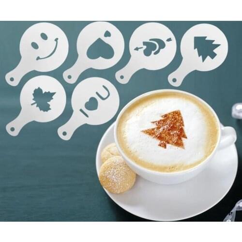 16Pcs/set Cappuccino Coffee Printing Flower Stencils Template Strew Flowers Pad Cake Decorating Coffee Decor Tools Accessories