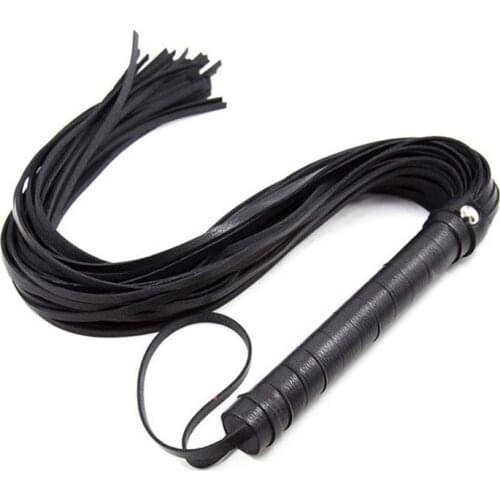 PU Leather Pimp Whip Racing Riding Crop Party Flogger Hand Cuffs Queen Black Horse Riding Whip