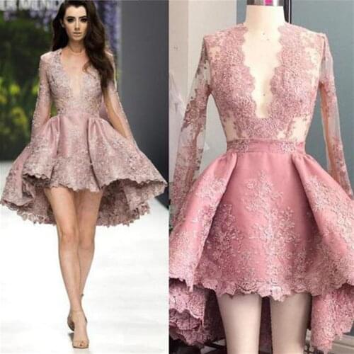 Pink Cocktail Dresses Homecoming Dresses V Neck Pleats Short Prom Dresses 2017 New Beautiful Flowers Gown Custom Made Plus Size