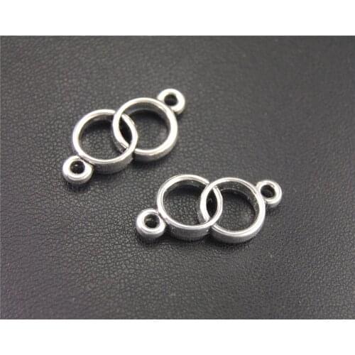 20pcs Silver Color Double Circle Round Charm Connector DIY Necklace Bracelet Bangle Findings 26X12mm A1957