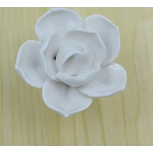 Creative Lotus ceramic kitchen cabinet knobs white porcelain silver chrome drawer dresser cupboard furniture knobs handles pulls