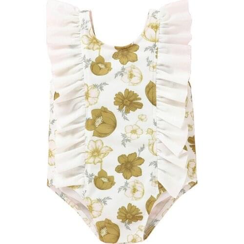 0-24M Newborn Baby Girls Swimwear Toddler Ruffle Floral One Piece Swimsuits Bathing Suits 2021 Summer Girls Bikini Beachwear