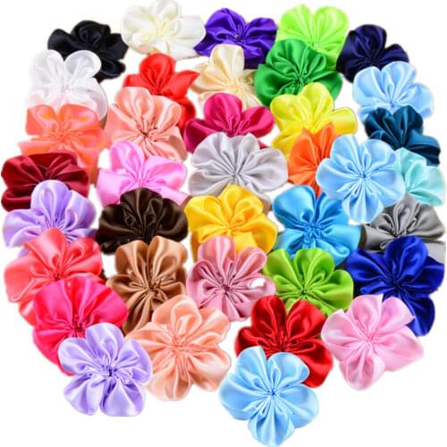 200pcs/lot Hair Clip Headwear DIY Hair Clothing Accessories Head Made Ribbon Flowers 1.8 Inch 34 Colors TH27